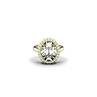 Oval Shape Moissanite And Diamond Halo Engagement Ring For Women And Girls / 14k Gold Moissanite Ring/Moissanite Gift Ring