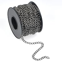 328 Feet Fashion Jewelry Large Wide Curb Cable Chain, Gunmetal Black Link 4mm X6mm, 1mm Thick (100 Meter)