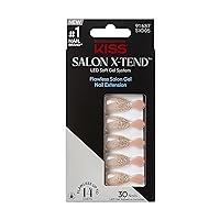 KISS Salon X-tend, Press-On Nails, Glue included, Satellite', Light Silver, Short Size, Coffin Shape, Includes 30 Nails, 5Ml Led Soft Gel Adhesive, 1 Manicure Stick, 1 New Mini File, New Prep Pad