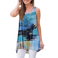 Workout Tank Tops for Women Womens Sleeveless Solid Color Round Neck Tie Dye Printed Vest Top Vest Suspenders