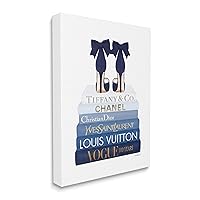 Stupell Industries Navy Blue Bow Heels Chic Glam Bookstack, Designed by Amanda Greenwood Canvas Wall Art, 16 x 20
