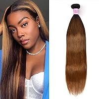 UNice Hair Brown Blonde Straight Human Hair Weft 1 Bundle, Brazilian 100% Virgin Unprocessed Remy Hair Ombre Highlight Color Hair Extensions 100g/pc 8inch