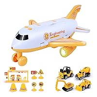 Werstand 3 4 5 Years Old Kids Transport Cargo Airplane Toy Educational Vehicle Plane Car Playset Disassemble Airplane Game Toy Including 4 Police Cars 1 Helicopter and Traffic Sign Well-liked