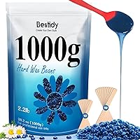 Hard Wax Beads for Hair Removal - 1000g Waxing Beans for All Body and Bikini Areas (Blue)