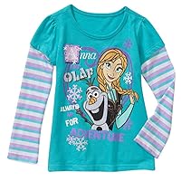 Disney Frozen Anna and Olaf Toddler Girl Hangdown Graphic Tee Shirt