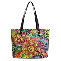 Psychedelic Printed Purses and Handbags for Women Vintage Tote Bag Top Handle Ladies Shoulder Bags for Shopping Travel