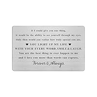 Engraved Wallet Card Inserts for Husband Boyfriend Him, Anniversary Metal Gifts, Mini Love Note for Wife Girlfriend Her, Romantic Valentines Christmas Presents