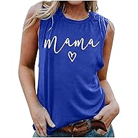 Summer Tank Tops for Women Mama Shirt Mother's Day Shirts Gift Casual Sleeveless Loose Fit Vest Workout Yoga Tanks