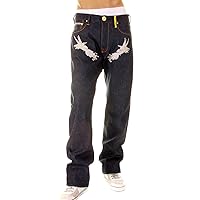 Silver Hungry Dragon Embroidered Denim Jeans YORO2879