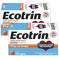 Ecotrin Low Strength Safety Coated Aspirin | NSAID | 81mg | 150 Tablets (2 Pack)