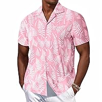 Men's Hawaiian Shirts Aloha Floral Tropical Shirt Summer Beach Short Sleeve Button Down Shirts with Pockets