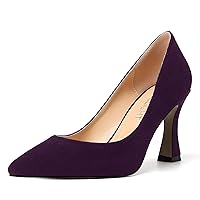 Womens Slip On Dress Pointed Toe Suede Wedding Stiletto High Heel Pumps Shoes 3.3 Inch