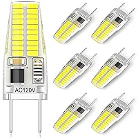 G8 LED Bulb Dimmable 3W T4 JCD Type Bi-Pin Base Daylight White 6000K 120V 20-25W Halogens Replacement for Puck Light, Under Cabinet Light, Under Counter Kitchen Lighting (6 Pack)