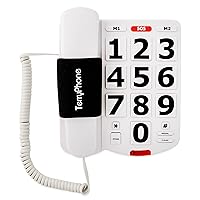 Big Button Phone for Seniors - Corded Landline Telephone - Large Buttons and One-Touch Dialling for Visually Impaired - 80 dB Amplified Ringer for Hearing Impaired, Ergonomic Non-Slip Grip
