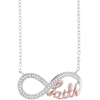 Infinity Diamond 10K White Gold & Rose Gold Diamond Faith Infinity Pendant Necklace 1/10 Ctw.