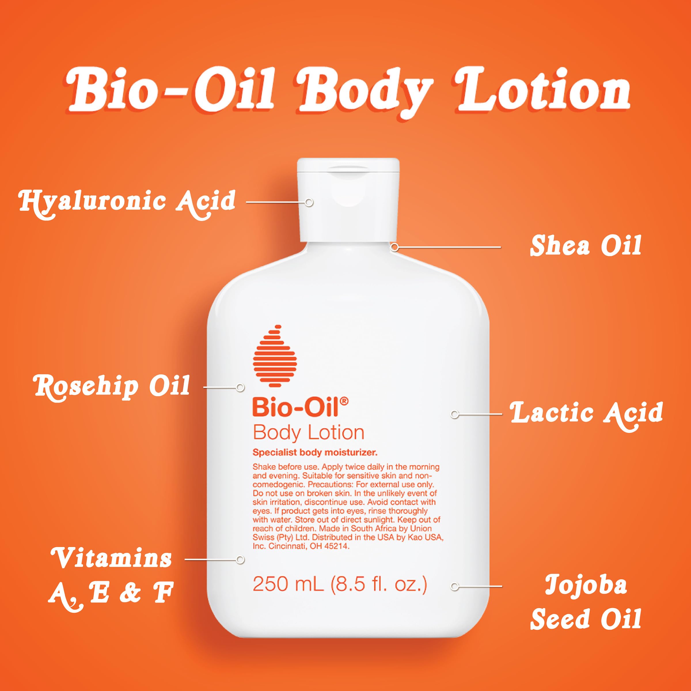 Bio-Oil Moisturizing Body Lotion for Dry Skin, Ultra-Lightweight High-Oil Hydration, with Jojoba/Rosehip/Shea Oil, and Hyaluronic Acid, 8.5 oz