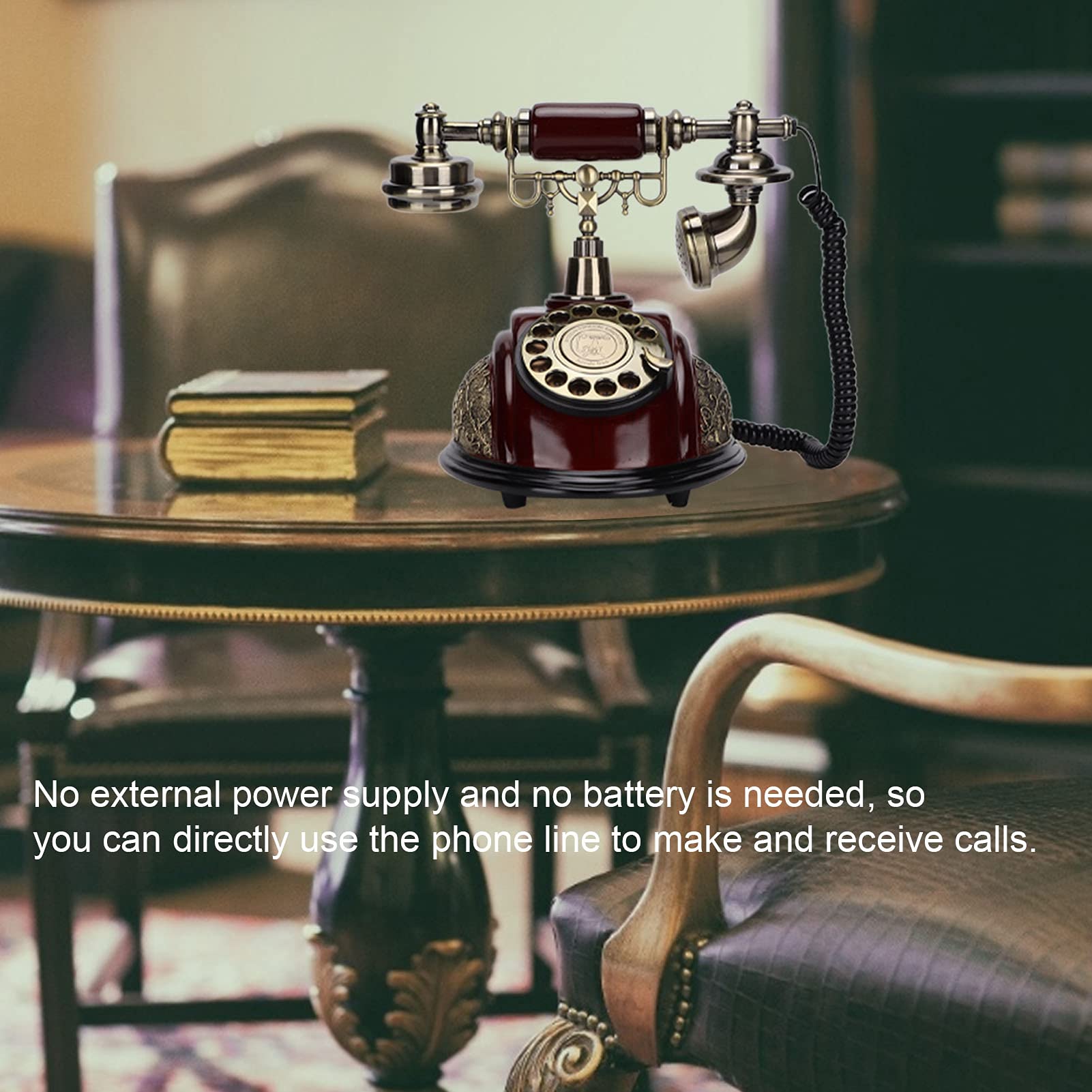Dial Retro Old Fashioned Landline Telephone for Home Office Cafe Bar Decor,Retro Antique Phone,European Style Landline Telephone Decor Collectors Gift