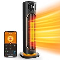 Govee Smart Space Heater for Indoor Use, 1500W Ceramic Tower Heater with Thermostat APP&Voice Control, Quiet Portable Electric Heater with RGB Night Light for Large Rooms, Bedroom, Office
