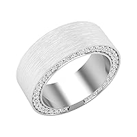 Dazzlingrock Collection Round White Diamond Dual Side Classic Studded Edge Brushed Finished Texture Wedding Band for Men (1.40 ctw, Color I-J, Clarity I1-I3) in Gold & Platinum