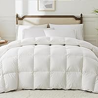 Homemate Goose Feather Down Comforters Duvet Inserts Full/Queen Size, White Duvet Comforter Insert with Fluffy 56oz Down Filled, Oversized Down Comforter with White for All Seasons(90x90)