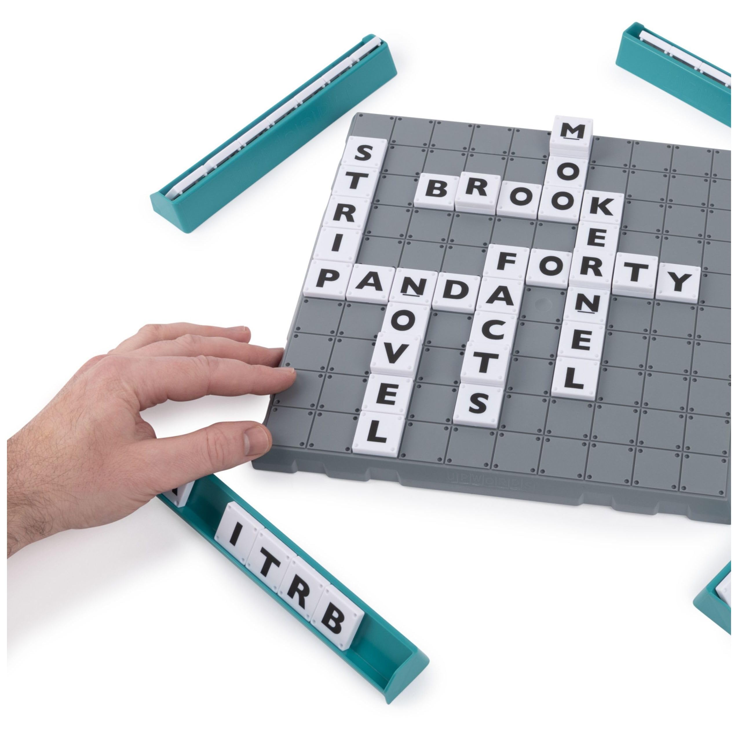 Upwords, Word Game with Stackable Letter Tiles & Rotating Game Board | Games for Family Game Night | Family Games, for Adults and Kids Ages 8 and up