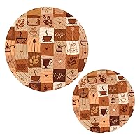 ALAZA Coffee Trivets for Hot Dishes 2 Pcs,Hot Pad for Kitchen,Trivets for Hot Pots and Pans,Large Coasters Cotton Mat Cooking Potholder Set 93