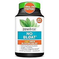 Zenwise Health No Bloat - Probiotics, Digestive Enzymes for Bloating and Gas Relief - Ginger, Dandelion, and Lactase to Improve Digestion - Vegan Water Retention Pills (48 Count)