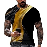 Men's T-Shirts 3D Line Pattern Printed Crew Neck Short Sleeve Tees Summer Casual Comfy Cool Athletic T-Shirt