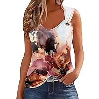 Womens Tunic Tops Comfy Soft Sleeveless Relaxed Fit Crewneck Pullover Graphic Lightweight Shirts