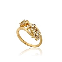 Little Miss Flower Girl Satin 14k Gold-Plated 3 ChampagneCZ Flower Ring/Size 3