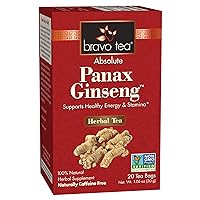 Bravo Tea Absolute Panax Ginseng Tea, Caffeine Free, 20 Tea Bags