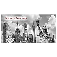 Landmarks Collage New York City Holidays 6 1/4 x 3 1/4 Inch Money Greeting Cards Holders Set of 6 Cards and 6 Envelopes Unique Holidays in NYC Stationery Collection