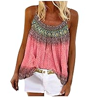 Sleeveless Spaghetti Strap Vests for Ladies Summer Fall Square Neck Floral Vintage Cami Tank Tops Vest Women 2024