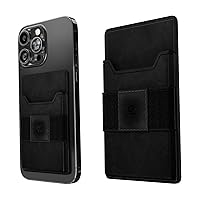 Groove Life Black Leather Groove Wallet Go - Men's Minimalist Interchangeable microsuction technology Credit Card Holder with Magsafe, cash strap. Lifetime Coverage
