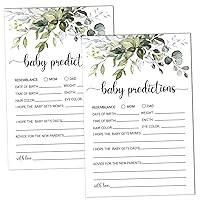 50 Greenery Baby Predictions and Advice Cards for Baby Shower Games & Activity, Mommy & Daddy To Be, For Girl or Boy Babies, New Parent Message Advice Book, Fun Gender Neutral Shower Party Favors.