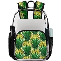 Summer Fruits Pineapple（4） Clear Backpack Heavy Duty Transparent Bookbag for Women Men See Through PVC Backpack for Security, Work, Sports, Stadium