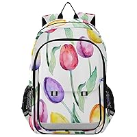ALAZA Flower Tulips over White Backpacks Travel Laptop Backpack