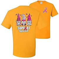 Support Squad Gnomes Pink Ribbon Breast Cancer Awareness Front and Back Mens T-Shirts