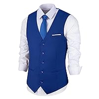 Men's Suit Vest Slim Fit Business Wedding Formal Dress Waistcoat Vest with Pockets for Suit or Tuxedo