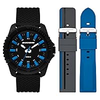 Skechers Men's Sets Three Hand Silicone Watch & Interchangeable Band Gift Set, Color: Black (Model: SR9104)