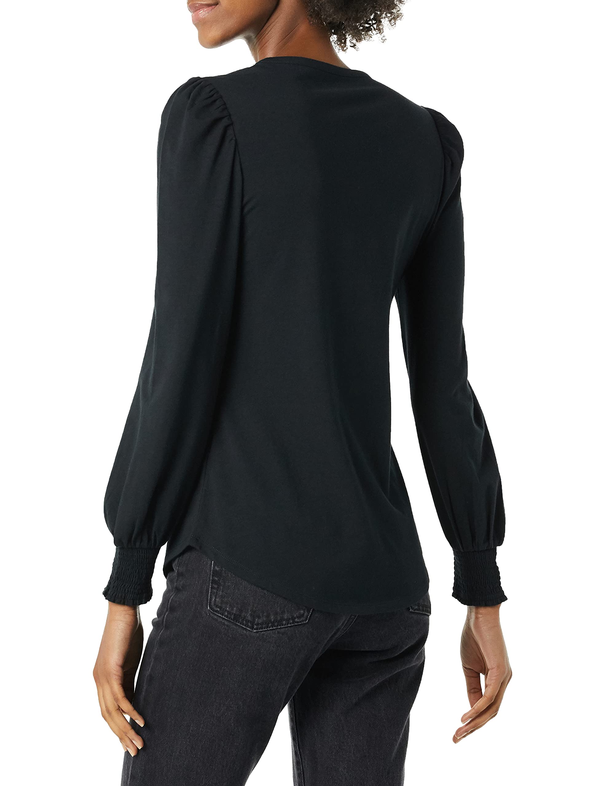 Amazon Essentials Women's Long-Sleeve Crewneck Smocked Cuff T-Shirt