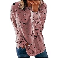 Ceboyel Womens Long Sleeve Shirts Striped Print Casual Tops Round Neck Tunic Blouse Trendy Fall Fashion Clothing 2023