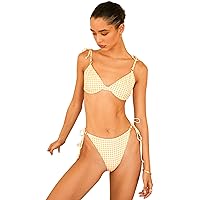 Dippin' Daisy's Elise Women's Light Support Bikini Top with Full Coverage, Scoop Push Up Bra with Adjustable Tie Straps