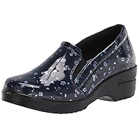 Easy Works by Easy Street womens Leeza Clog, Navy Floral Patent, 6 US
