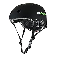 Kids Adjustable Sports Helmet - Multi-Sport Adjustable Helmet with 11-Vent System, Comfort Padding, Impact-Resistant, Washable Pads, Adjustable Dial & Strap, Fits 3-8 Yrs - Black