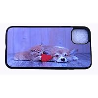 Glow Co., Ltd. 367-1-08 iPhone 11 Original Case, Dog and Cat C, Tempered Glass & Stylus Pen Included