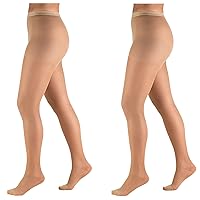 1775, Women's Sheer Compression Pantyhose, 15-20 mmHg, Queen Plus, Beige, (Pack of 2)