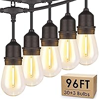Mlambert 96FT LED Outdoor String Lights, Dimmable Waterproof Patio Lights with 30+3 Shatterproof Edison Vintage Bulb for Outside Backyard Porch Garden