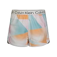 Calvin Klein Girls' Performance Running Shorts, Quick-Drying Mesh, Elastic Waistband & Pull-on Style