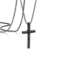 Christian 𝐂𝐫𝐨𝐬𝐬 𝐏𝐞𝐧𝐝𝐚𝐧𝐭 𝐍𝐞𝐜𝐤𝐥𝐚𝐜𝐞𝐬 𝐟𝐨𝐫 𝐌𝐞𝐧 Gold Silver Black Plated Stainless Steel Necklace Faith Religious Minimalist Baptism Jewelry Prayer Gifts Chain Length 𝟏𝟔-𝟑𝟎 Inch